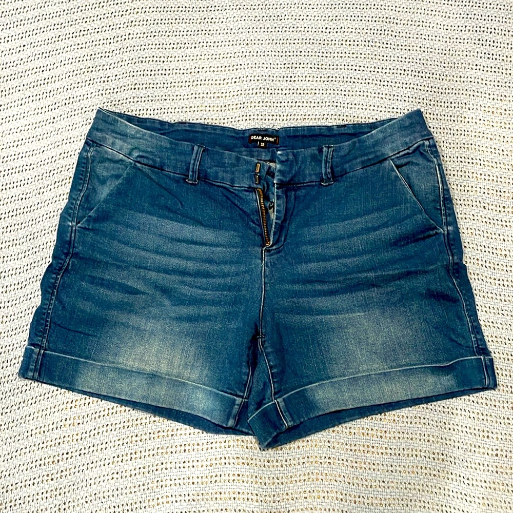 Dear John Medium Wash 5 inch Jean Shorts, 32 Waist